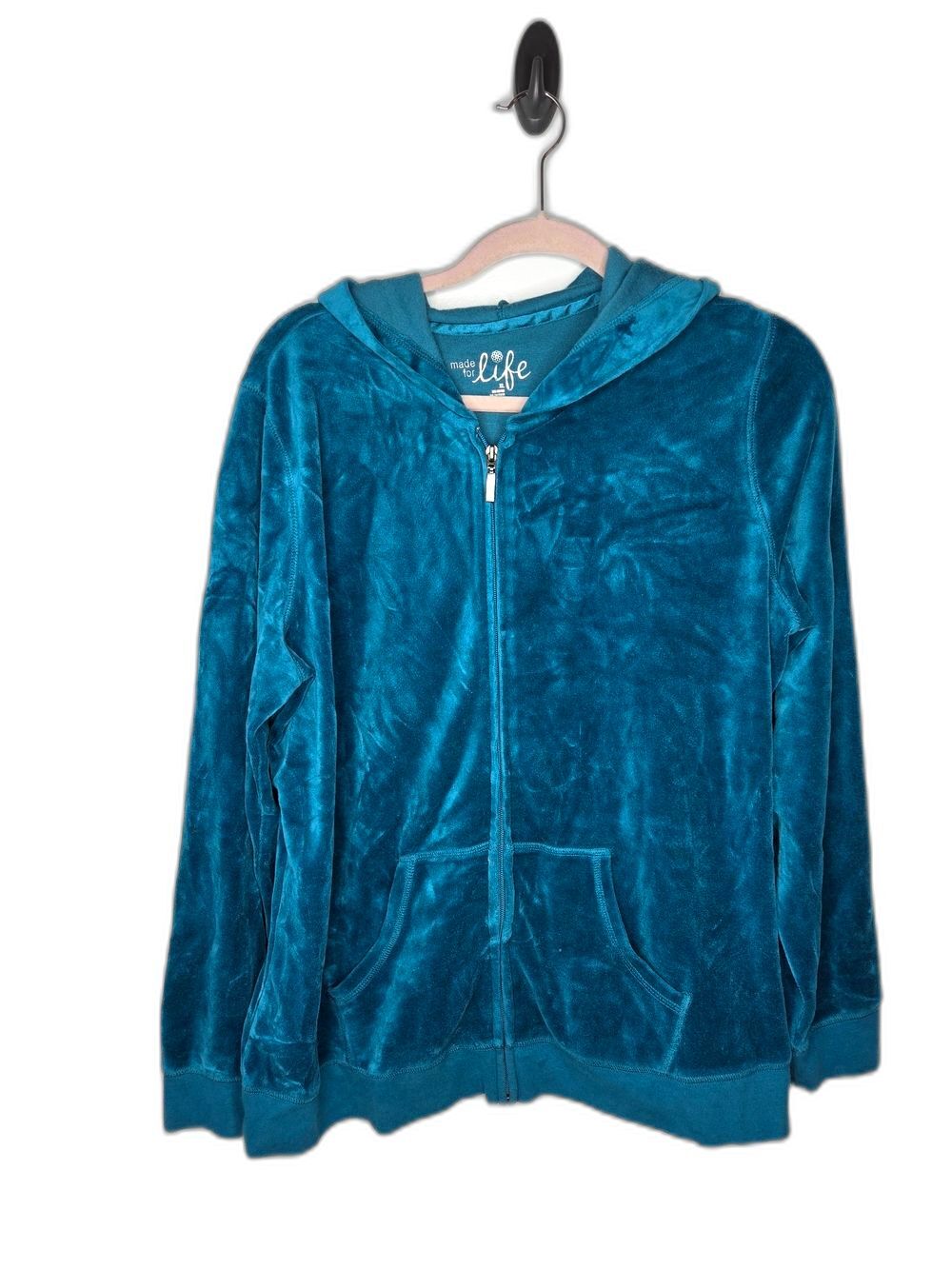 made for life Teal Velvet Zip Hoodie